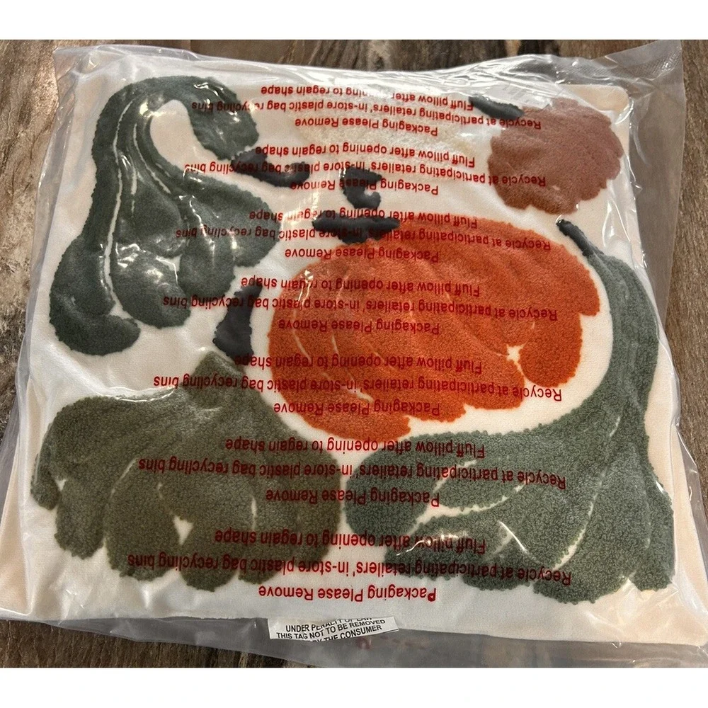 Embroidered‎ Throw Pillow Gourd Pumpkin Thanksgiving Decorative 14''x14'' Target